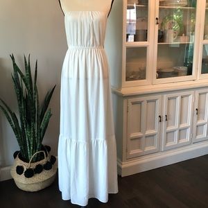 CLUB MONACO White silk maxi dress strapless